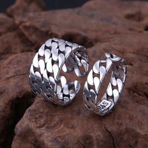 Zincir Bağlantılar Ayarlanabilir Bant Halkası 925 STERLING Gümüş Vintage Nişan Düğün Sözü Çift Çift Yüzük Beden Boyutu 6 7 8 El Yapımı Tasarım Mücevher Aksesuarları Hediyeler
