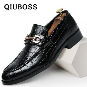 Męskie buty Formalne Dress Buty Sapato Social Masculino Skórzany Brązowy Elegancki Luksusowy Kostium Buty Duży Rozmiar Dropshipping Moda 210302