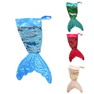 Christams Decorations Mermaid Stocking Presentförpackning Bags Bling Bead Flip Tail Socks Xmas Heminredning WLL673