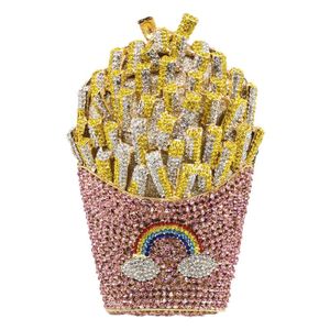 Abendtaschen Luxus Designer Französisch Fries Chips Clutch Frauen Kristall Tasche Diamant Hochzeit Handtasche Braut Geldbörse