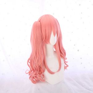 Peruca de cabelo sintético para mulheres fgo destino grande ordem extra tamamo não mae cosplay s longo rosa rabo de cavalo encaracolado calor resistente ao calor y0913