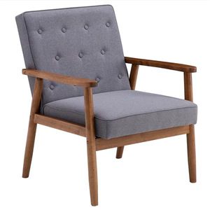 Woonkamermeubels Retro Modern Gray Stof Houten Single Sofa Chair