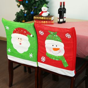 Noel masa dekorasyon sandalye kapak santa ve kardan adam tatil ev sandalyeleri süsleme kapakları