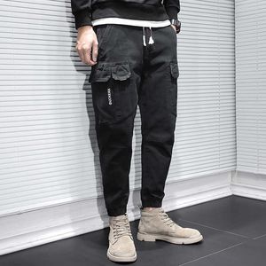 LY Tasarımcı Moda Erkekler Kot Çok Cepler Rahat Genel Kargo Pantolon Streetwear Hip Hop Joggers Geniş Bacak Baggy Pantolon