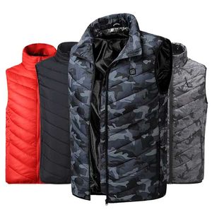 Vinter USB Electric Heated Vest Män Kvinnor Vandring Vest Värmare Taktisk Waistcoat Termisk Varm Fiske Jakt Camo Heizjacke 211105