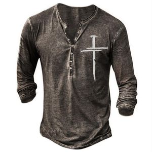 Men's Dress Shirts Jodimitty Autumn Winter 2022 Military Tactical T Shirt Men Long Sleeve Printed Tops Tees V-Neck Outdoor For Cloth