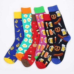 Fruits Family Happy Funny Socks Men Creative Beer Hot Dog Cheese Harajuku Socks Unisex Calcetines Divertido Hip Hop Skarpetki X0710