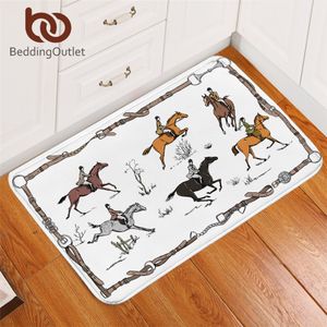 BeddingOutlet Tapete Equestre Tapete Inglaterra Tradição Cavalo Andar antiderrapante Tapete Animal Piso Tapete Absorvente Esporte Caormat para Quarto 210301