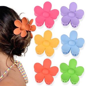 Moda Big Blue Flower Garras de Cabelo Plástico Rosa Cabelo Acrílico Clipe Garra Cabeleireiro Tool Acessórios Para As Mulheres Partido