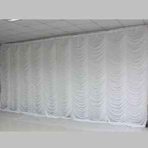 Nuovo 10ftx20ft Wedding Party Stage Background Decorazioni Tenda di nozze Fondale Tende in design ondulato Colore bianco288g