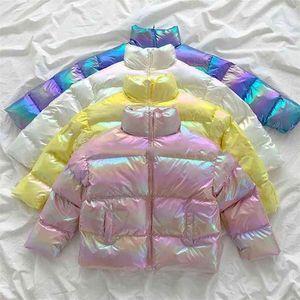 겨울 면화 광택 아래로 재킷 따뜻한 여성 파카 방수 코트 210923
