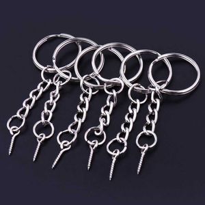 50 pcs parafuso pino de olho chave chaveiro com anel de salto aberto cadeia extender pinos de olho split keyring jóias fazendo achados g1019