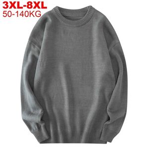 男性のセーター秋の中心的なジャンパープルオーバー男性ニット男の大きなプラスサイズ8xl 7xl 6xl 5xlシンプルな冬のメンズ特大セーター210918