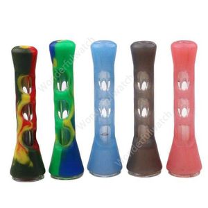 Silicone Smoking Pipe Horn Shape Silicone Tobacco Pipes Portable Oil Hand Pipe With Glass Colorful Cigarette Accessories DAW271