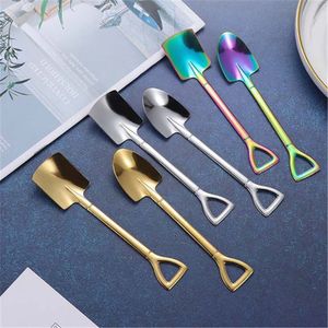 6PCS Cucchiaio da caffè Paletta Set di posate Acciaio inossidabile Ferro retrò Pala Gelato Creativo Cucchiaino da tè Stoviglie di moda FY5086