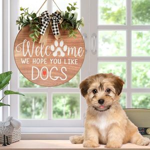 Decorative Objects & Figurines Wooden Welcome Sign Rustic Handmade Wreath Hanging Ornament For Home Farmhouse Garden Decoration Stock Decor