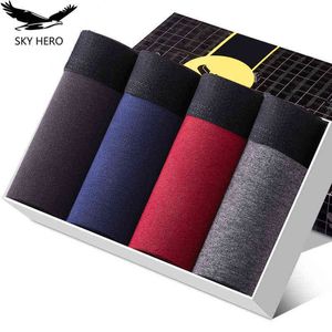 4pcs/Lot Men's Shorts Panties Underwear Boxer for Man Cotton Underpants Pouch Take Off Male Husband Thermal Breathable Trunks H1214