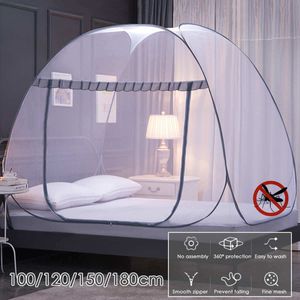 Folding Yurt Mosquito Net Moustiquaire Net Installation-Free Mosquitera Canopy Netting för vuxen / barn säng Tält Heminredning utomhus 210316