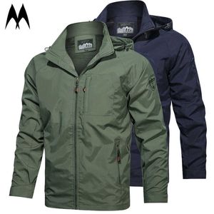 Large Size Men Thin Hooded Jackets Casual Windproof Coat Summer Outdoor Waterproof Jacket Mens Spring Mountainner Clothes X0621