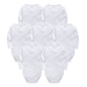 Baby Bodysuits Хлопок Newborn Чистый длинный рукав 0-24 месяца мальчик Белое тело Bebes Blanco Roupa Menina Baby Girl Одежда твердое 210315