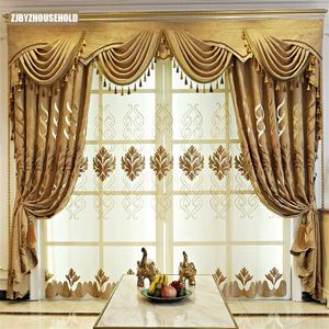 European Jacquard Chenille Shade Curtain for Living Dining Room Bedroom Villa Window Curtain Luxury Door Curtain Embroidery 211203