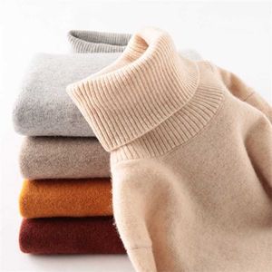 100% lana merino donna maglione a collo alto autunno inverno caldo morbido pullover lavorato a maglia maglione femminile maglione di cachemire 211221