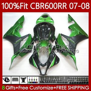 OEM Bodys For HONDA CBR 600 RR CC F5 600CC 2007 2008 Bodywork 70No.121 CBR600 Black green RR CBR 600RR 600F5 CBR600RR 07 08 CBR600F5 2007-2008 Injection mold Fairings