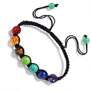 Braccialetti di fili di perline di pietra naturale fatti a mano da 8 mm per le donne Braccialetto di Chakra di corda tessuta regolabile Braccialetto di yoga Gioielli di amicizia Prezzo all'ingrosso