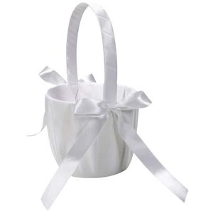 Andra trädgårdstillbehör Bowknot Flower Basket Romantiska kronblad Storage Satin Girl for Wedding Party