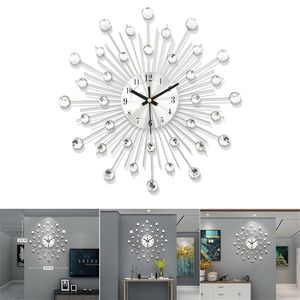 Dandelion Creative Wall Relógio Vintage Metal Art Diamante Moda Ferro de Ferro Europeu Decoração 211110