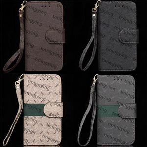 Designer Leather Phone Cases For iPhone 14 Pro Max 13 12 11 iPhone14 14Pro 13Pro 12Pro Fashion Wristband Lanyard Purse Print Back Cover Luxury Shell Wallet Flip Case
