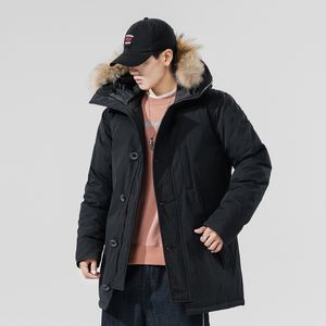 高品質のカナダの男性のパーカー秋と冬のダウンコートファッションスタイルダウンジャケットの取り外し可能な本物の毛皮の襟の暖かいコート
