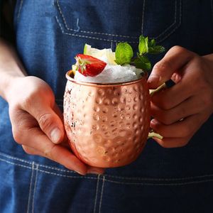 530ml 18oz Moscow Mule Mug Hammered Beer Tumbler Copper Plated Wine Cup Cocktail Whisky Glass Coffee Bar Drinkware 18/8 Stainless Steel