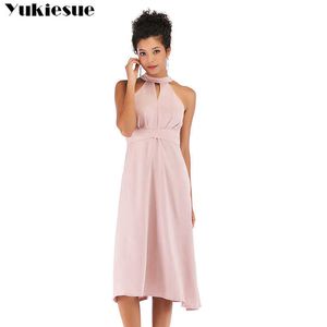 boho sommar kvinnor klänningar kvinna ärmlös rosa vintage maxi party midi sexig klubb elegant bodycon klänning plus storlek 210608