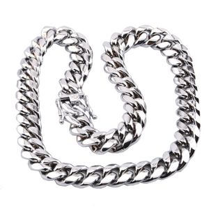 Miami Cuban Link Chain Necklace Men Hip Hop Gold Silver Necklaces Stainless Steel Jewelry