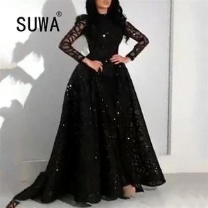 Birthday Outfits Women's Dress Long Sleeve Sprinkling Gold A-Line Dresses Elegant Lady Vestidos Free 210525