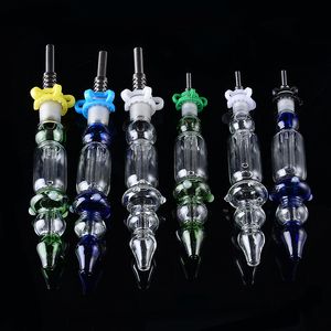 Мини-комплект для сбора нектара Кальяны 10 мм 14 мм Nector Collectors Dab Straw Oil Rigs Micro NC Set Стеклянная водопроводная труба Титановый наконечник