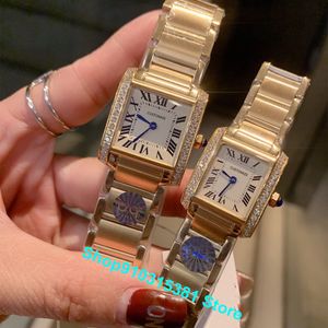 Hot Luxury Brand Francaise Stainless Steel Watch Lady Square Qaurtz Klocka Roman Blue Needle Rektangel Armbandsur 25 * 20mm AAA +