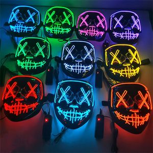 Halloween Mask LED Light Up Funny Masks The Purge Election Year Great Festival Cosplay Costume Supplies Party Masked 10 Color sea send T9I001349