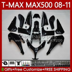 Motorcycle Body For YAMAHA T-MAX500 TMAX-500 MAX-500 T 08-11 Bodywork 107No.10 TMAX Glossy black MAX 500 TMAX500 MAX500 08 09 10 11 XP500 2008 2009 2010 2011 Fairings