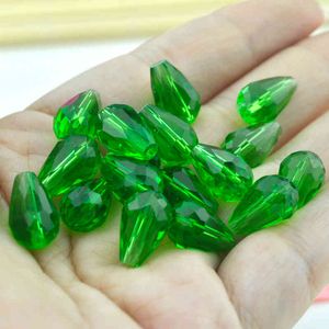 Wholesale teardrop glass beads for sale - Group buy x11mm Teardrop Faceted Straight Hole Crystal Glass Beads Green Colour Fit Jewelry Craft Curtain DIY Making