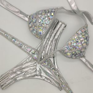 Venus Vacation V Collar Rhinestone Swimwear Daimond Bikini Set Push Up Swimsuit Bling Stones Bathing Suit E8