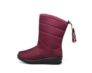 2021 Shoes Women boots Winter warm Fur Waterproof Snow Boots Female Mid-Calf Boots Plus Size Wedges Woman Footwear