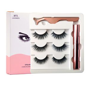 Partihandel mjuka magnetiska ögonfransar makeup naturliga långa fransar eyeliner pincett set faux cils eyelash förlängning dramatisk