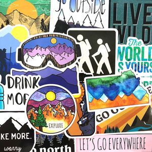 50Pcs-Pack Hiking Outdoor Sport Adventure Camping Vinyl Sticker Stickers for Water Bottle Laptop Car Planner Scrapbooking Phone Mac Wardrobe Door Wall Decals