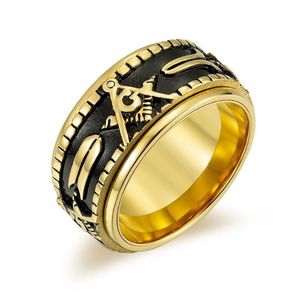 Wholesale vintage masonic jewelry resale online - Wedding Rings Men s Stainless Steel Vintage Freemason Masonic Ring Jewelry Size