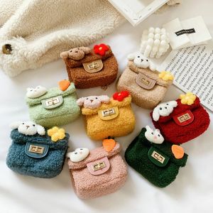 Kids Mini Purse Söt små tjejer Woolen Crossbody Väskor Kawaii Baby Coin Pouch Toddler Clutch Bag