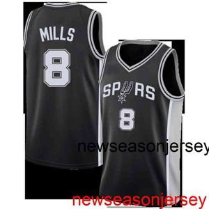 Camisa de basquete masculina 100% costurada Patty Mills nº 8 barata personalizada masculina feminina juvenil XS-6XL camisas de basquete