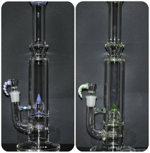 High Quality 14.5inch Straight Import Colored Glass Bong Water Pipe with percolators 18.8mm joint bowl free shipping