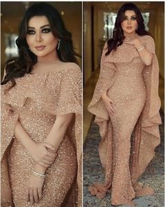 Luxury sjöjungfru arabisk lång mor av brud klänning juvel nacke paljetter golv längd Mellanöstern prom formell fest prom klänningar